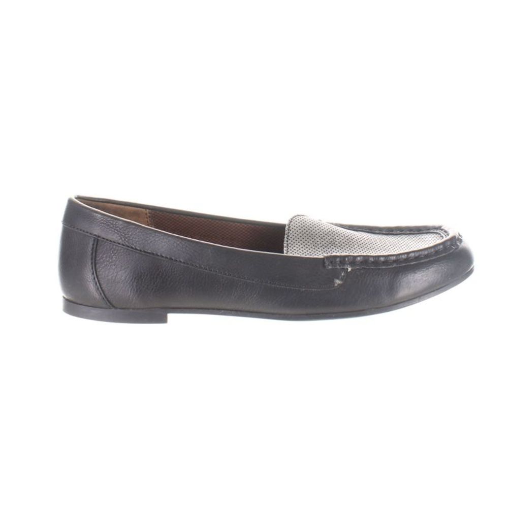 b.o.c. Black Leather Loafers with White Accent